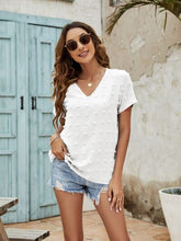 Load image into Gallery viewer, Swiss Dot V-Neck Short Sleeve Blouse